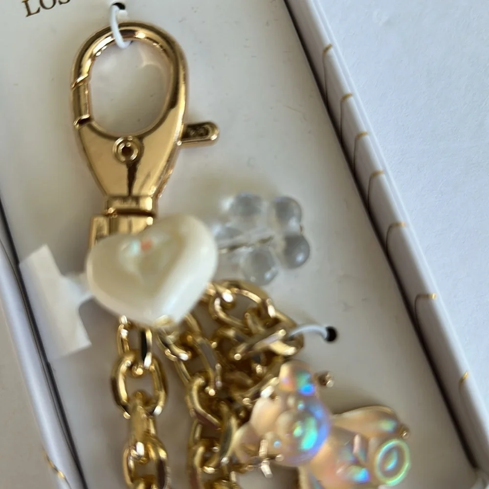 Bling Silver and Gold puffy Star and Heart Handbag charm/Keychain